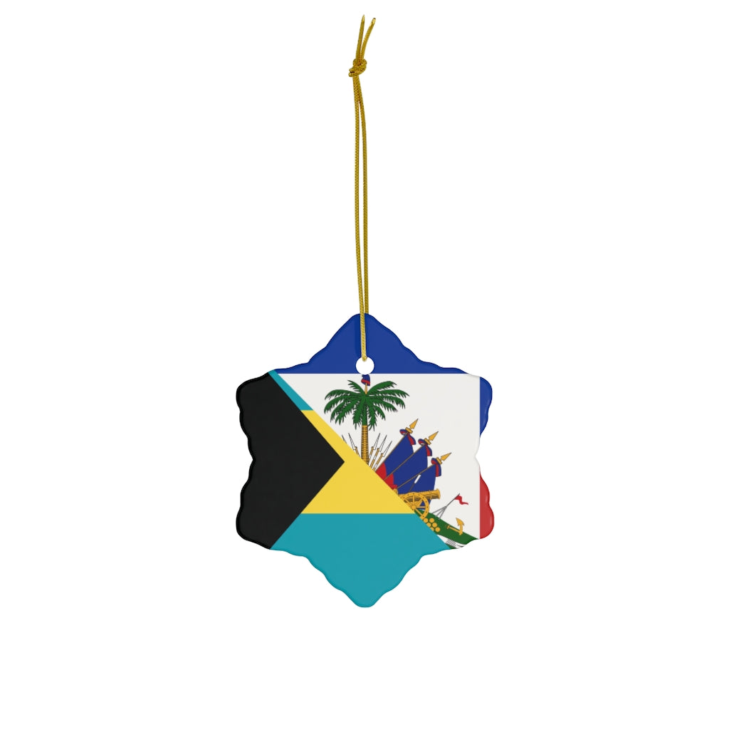 Haiti Bahamas Flag Ceramic Ornaments | Haitian Bahamian Christmas Tree