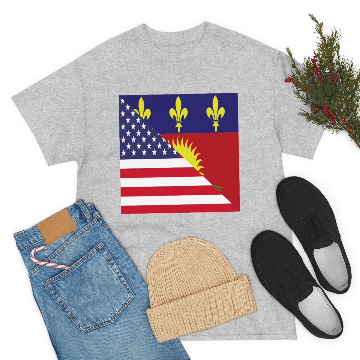 Guadeloupe American Flag Half Guadeloupean USA T-Shirt | Unisex Tee Shirt