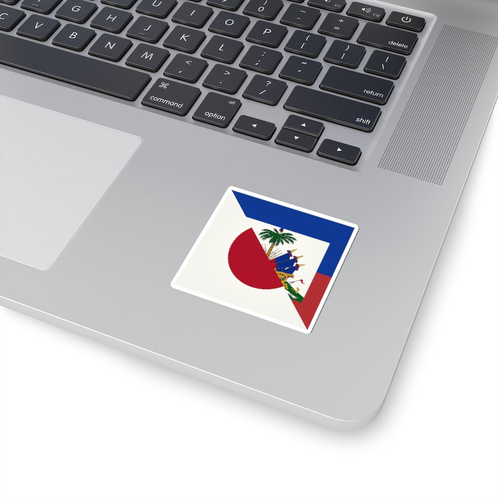 Half Haitian-Japanese Flag Sticker | Haiti Japan Flag Sticker