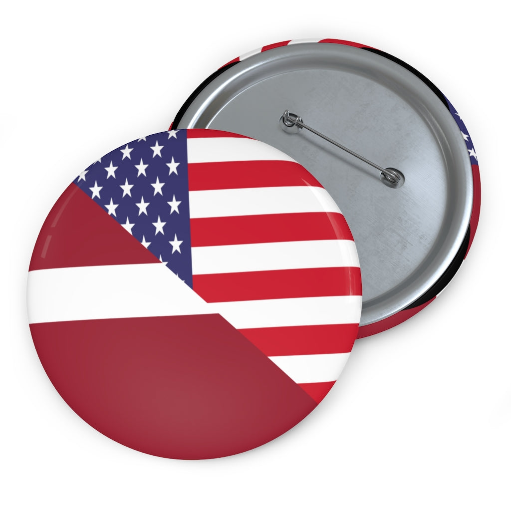 Latvian American Flag Pin Button | Latvia USA Pins