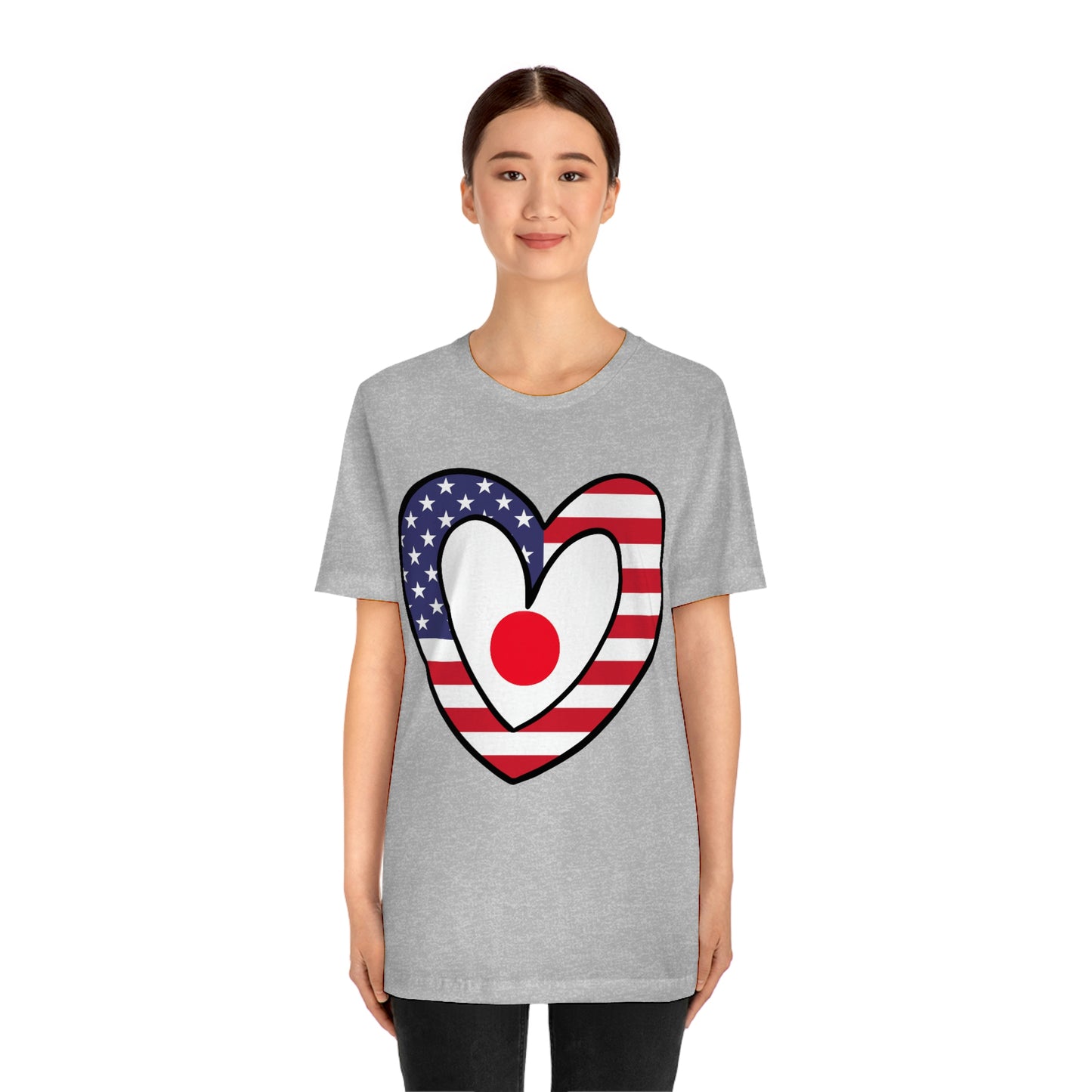 Japanese American Heart Valentines Day Gift Tee Shirt | Half Japan USA Flag T-Shirt