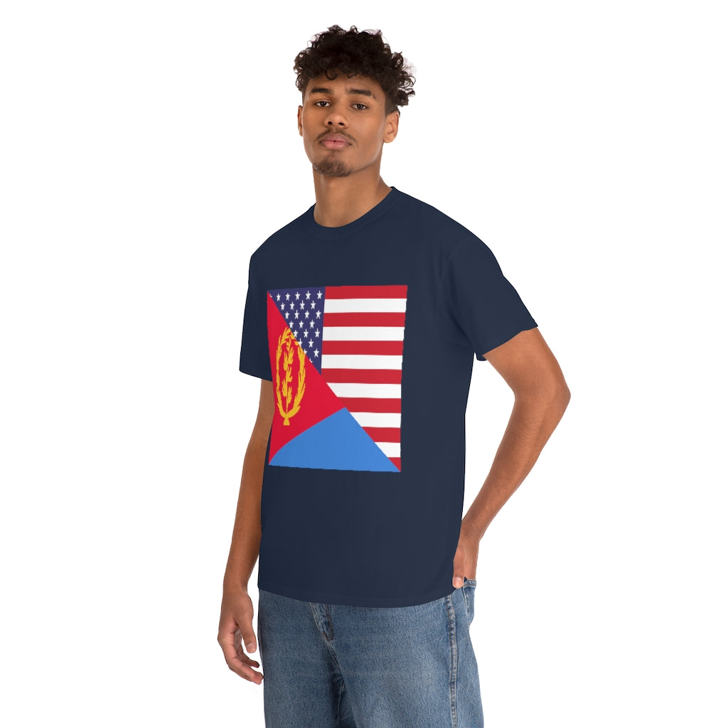 Eritrea American Flag Tee Shirt | Unisex Eritrean USA Tshirt