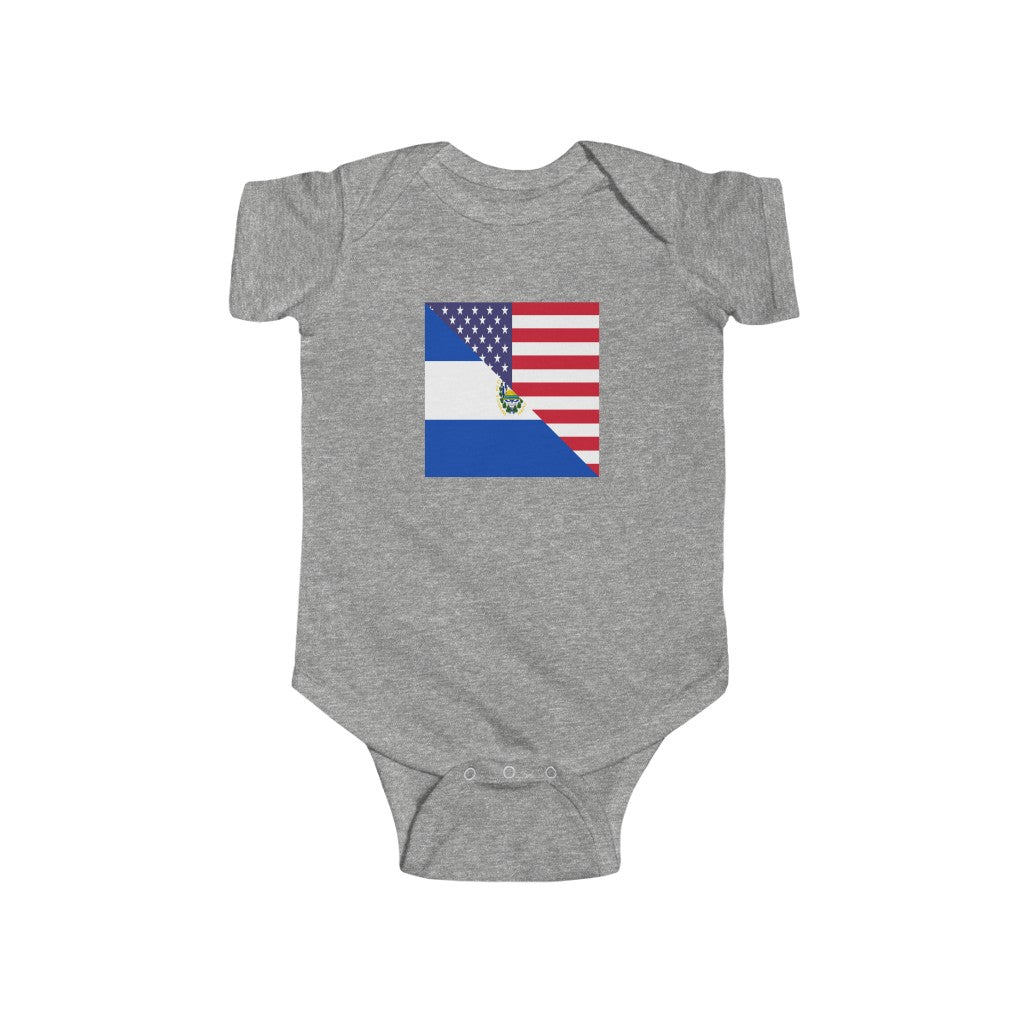 El Salvadorian American Flag Baby Bodysuit | Unisex El Salvador USA Newborn Boy Girl