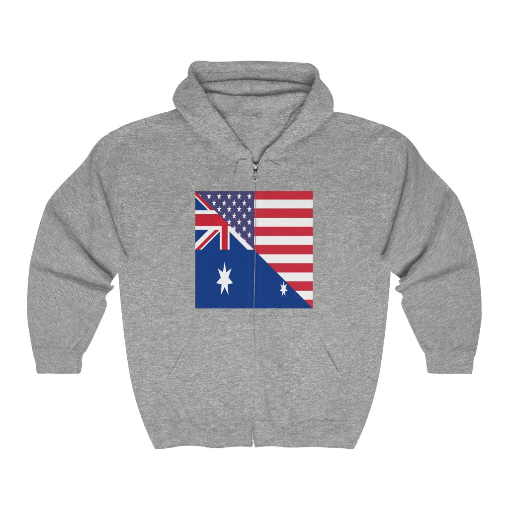 Australian American Flag Australia USA Zip Hoodie | Hooded Sweatshirt