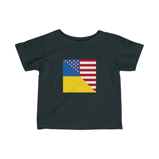 Infant Ukrainian American Flag | Half Ukraine USA Toddler Tee Shirt