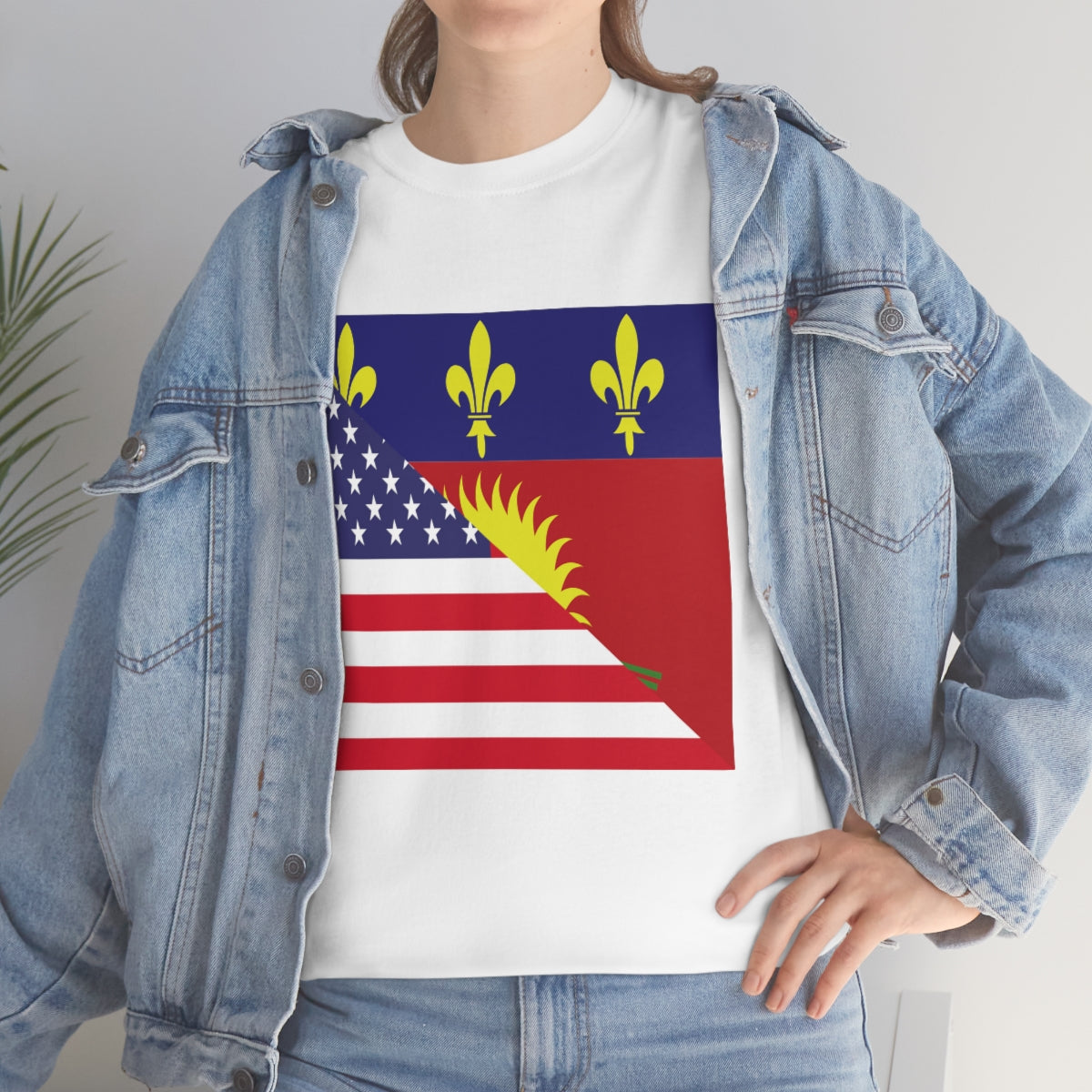 Guadeloupe American Flag Half Guadeloupean USA T-Shirt | Unisex Tee Shirt