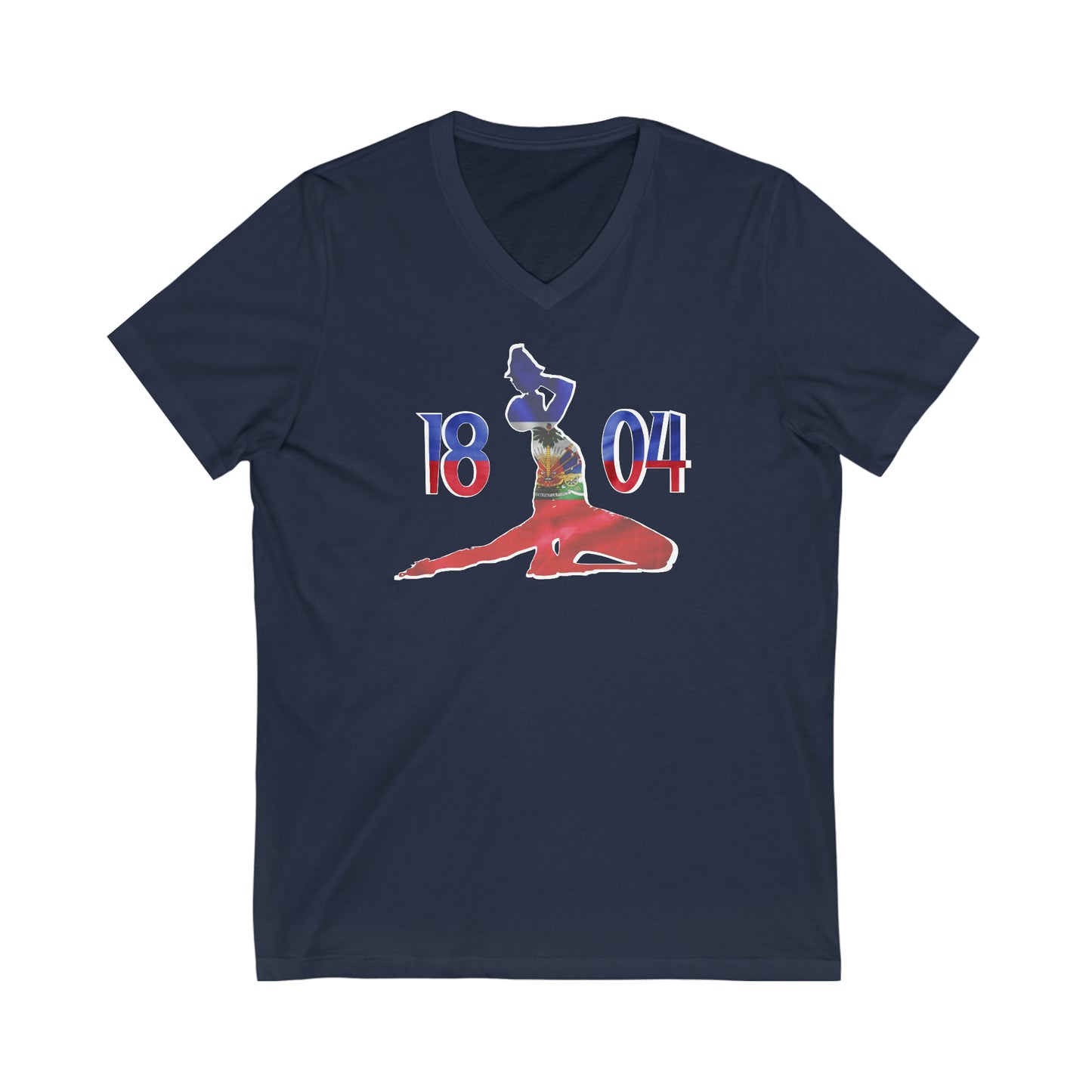 Haitian Flag 1804 Neg Mawon | Haitian Independence New Marron V-Neck T-Shirt | Unisex Vee Shirt