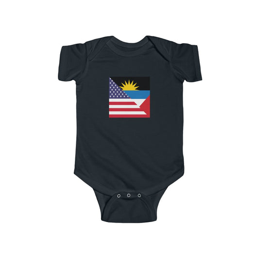 Antigua and Barbuda American Flag Baby Bodysuit | Antiguan USA Newborn