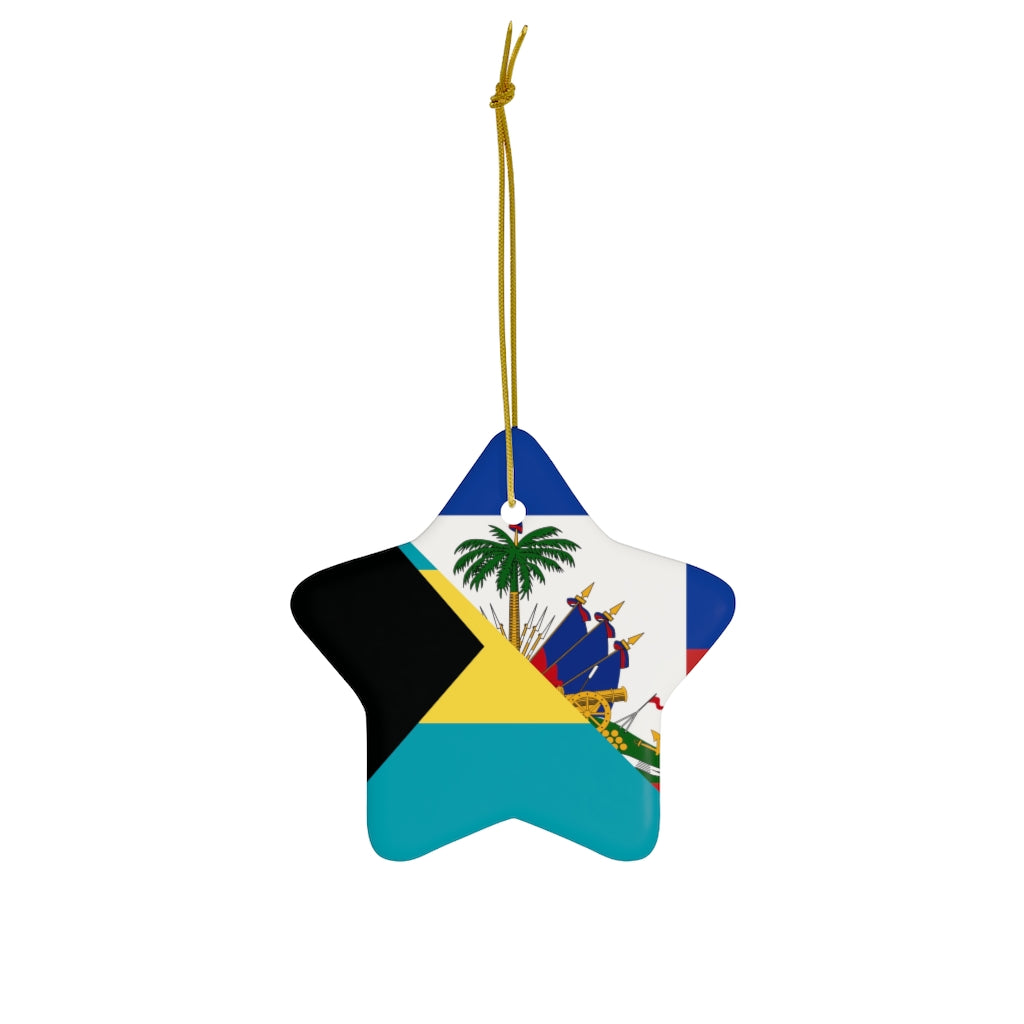 Haiti Bahamas Flag Ceramic Ornaments | Haitian Bahamian Christmas Tree