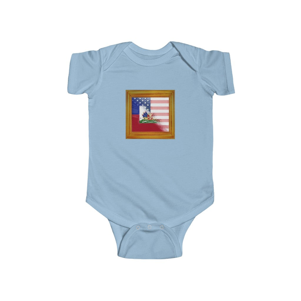 Baby Haitian-American Painted Flag | Haiti USA Baby Boy Girl