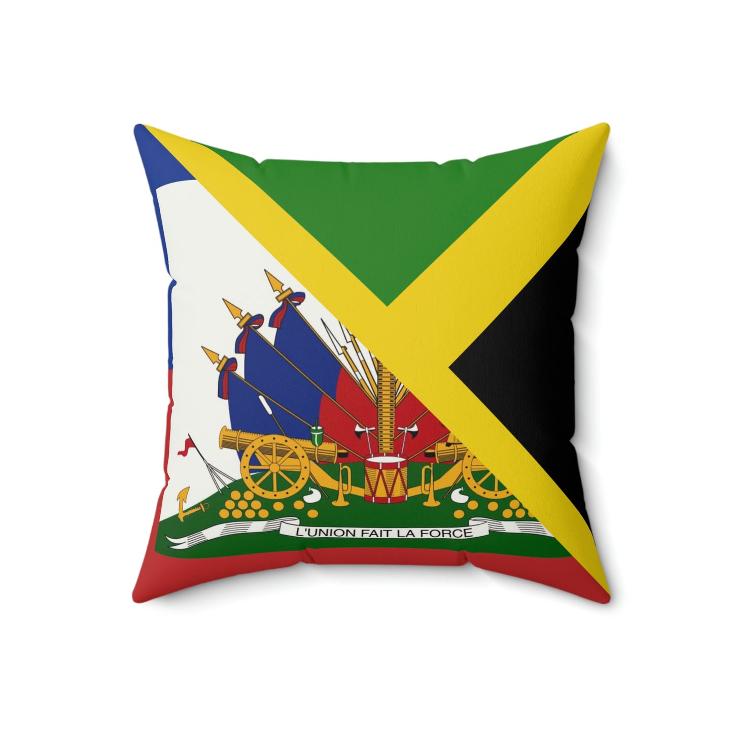 Haitian Jamaican Flag | Half Jamaica Haiti Spun Polyester Square Pillow