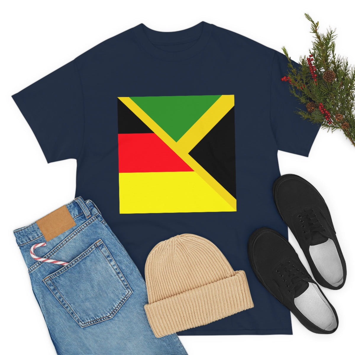 Jamaican German Flag Tee Shirt | Unisex Jamaica Germany USA Tshirt