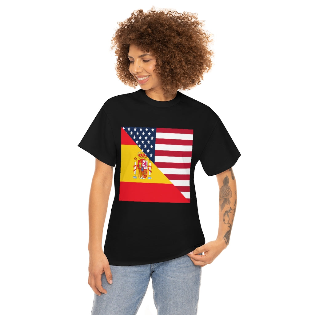 Spain American Flag Tee Shirt | Unisex Spanish USA Tshirt