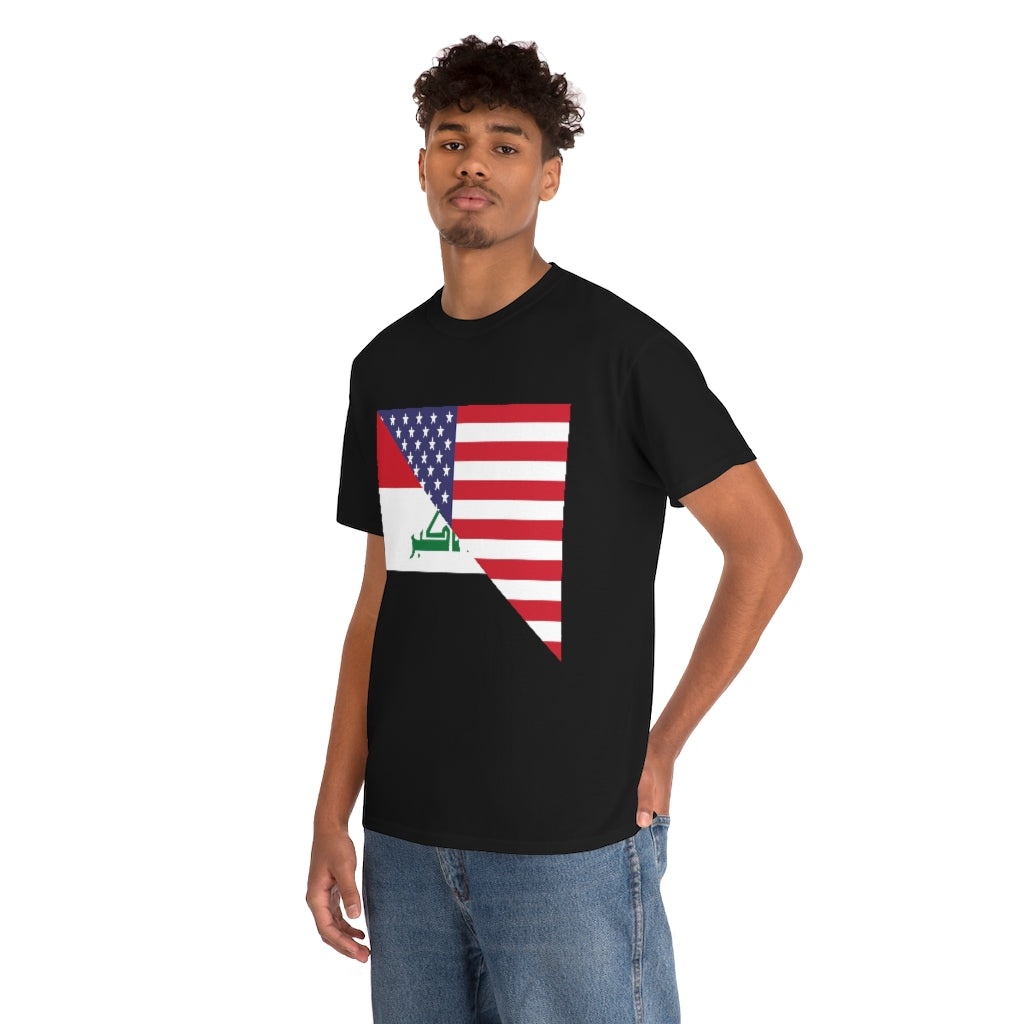 Iraq American Flag Tee Shirt | Unisex Iraqi USA Tshirt