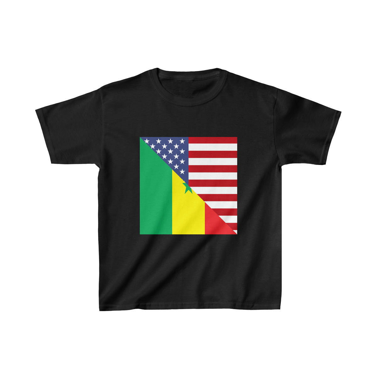 Kids Senegal American Flag T-Shirt | Unisex USA Senegalese Tee Shirt