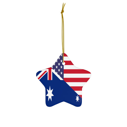 Australian American Flag Ceramic Ornaments | Australia USA Holiday Christmas Tree