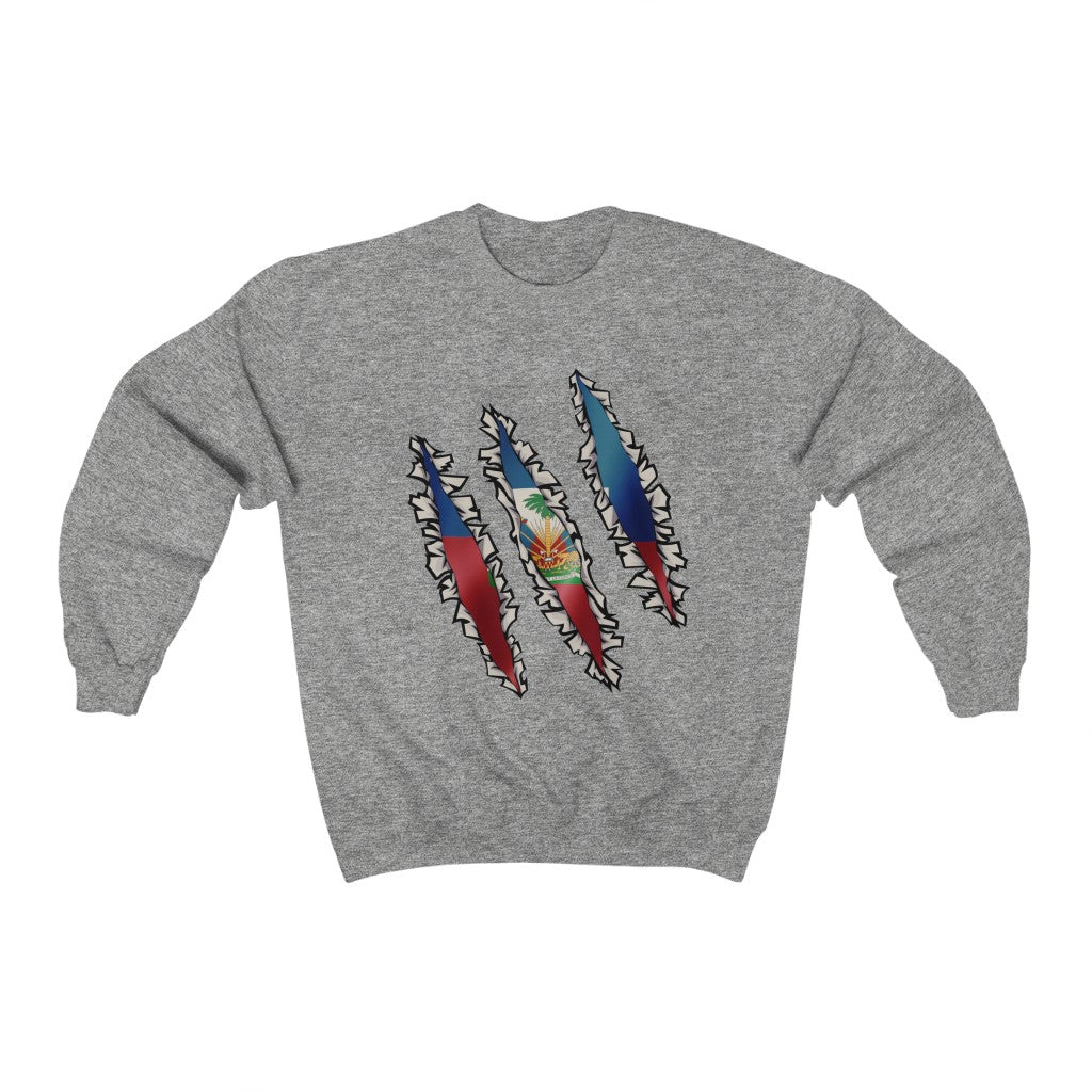 Slashed Haitian Flag Sweatshirt | Haiti Men Women Sweater Pullover