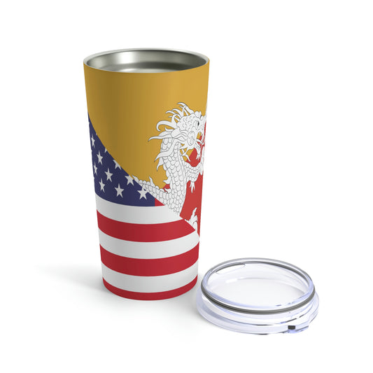 Bhutan American Flag Half Bhutanese USA Tumbler 20oz Beverage Container