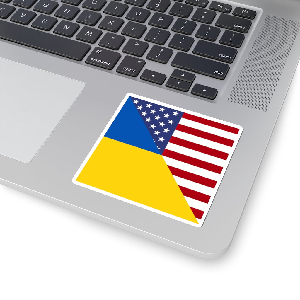 Ukraine America Flag Sticker | USA Ukrainian