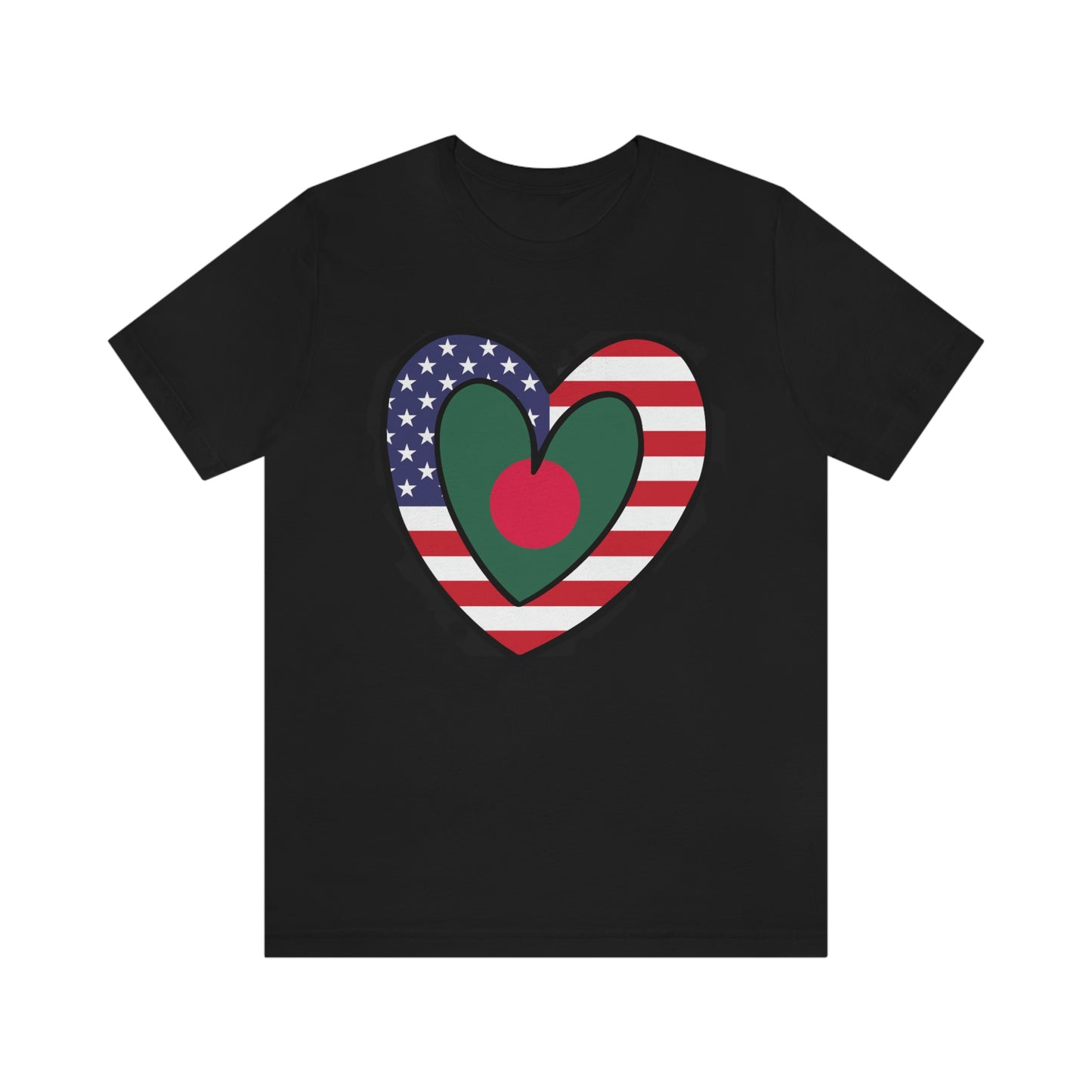 Bangladeshi American Heart Valentines Day Gift Tee Shirt | Bangladesh USA Flag T-Shirt