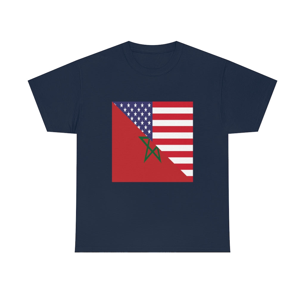 Moroccan American Flag Tee Shirt | Morocco USA Tshirt