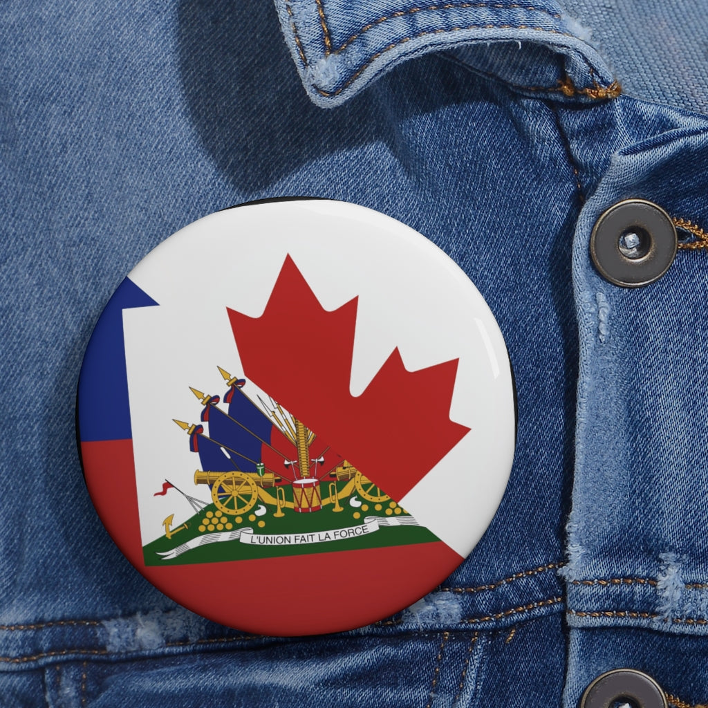 Haitian Canadian Flag Pin Button | Haiti Canada Canadien