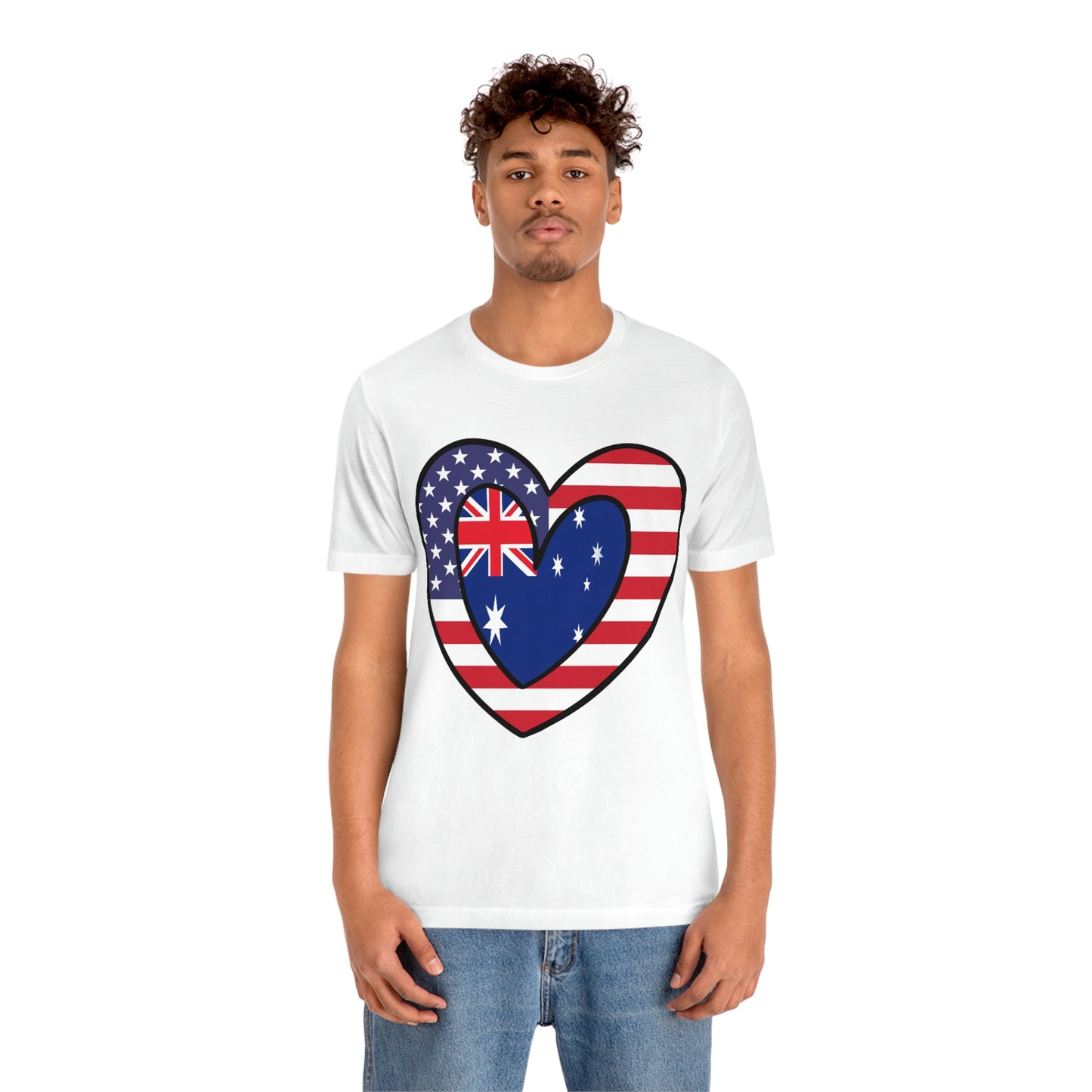 Australian American Heart Valentines Day Gift Tee Shirt | Half Australia USA Flag T-Shirt