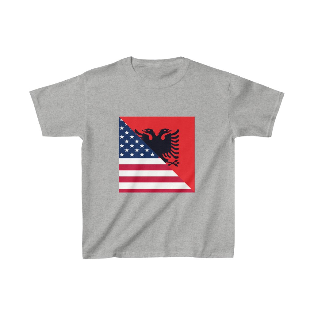 Kids Albanian American Flag Albania USA T-Shirt | Unisex Tee Shirt