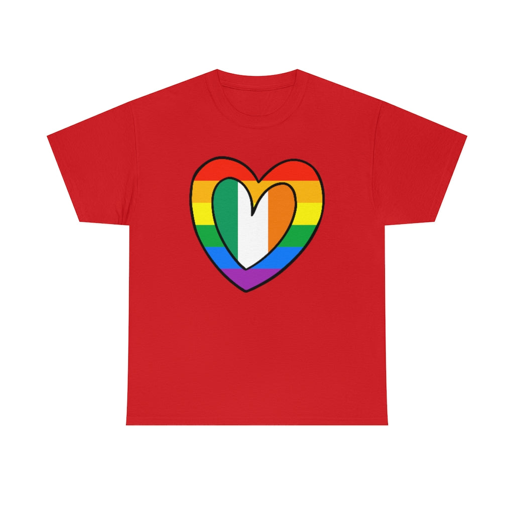 Irish Rainbow Flag Heart T-Shirt | Unisex Ireland Pride Month Tee