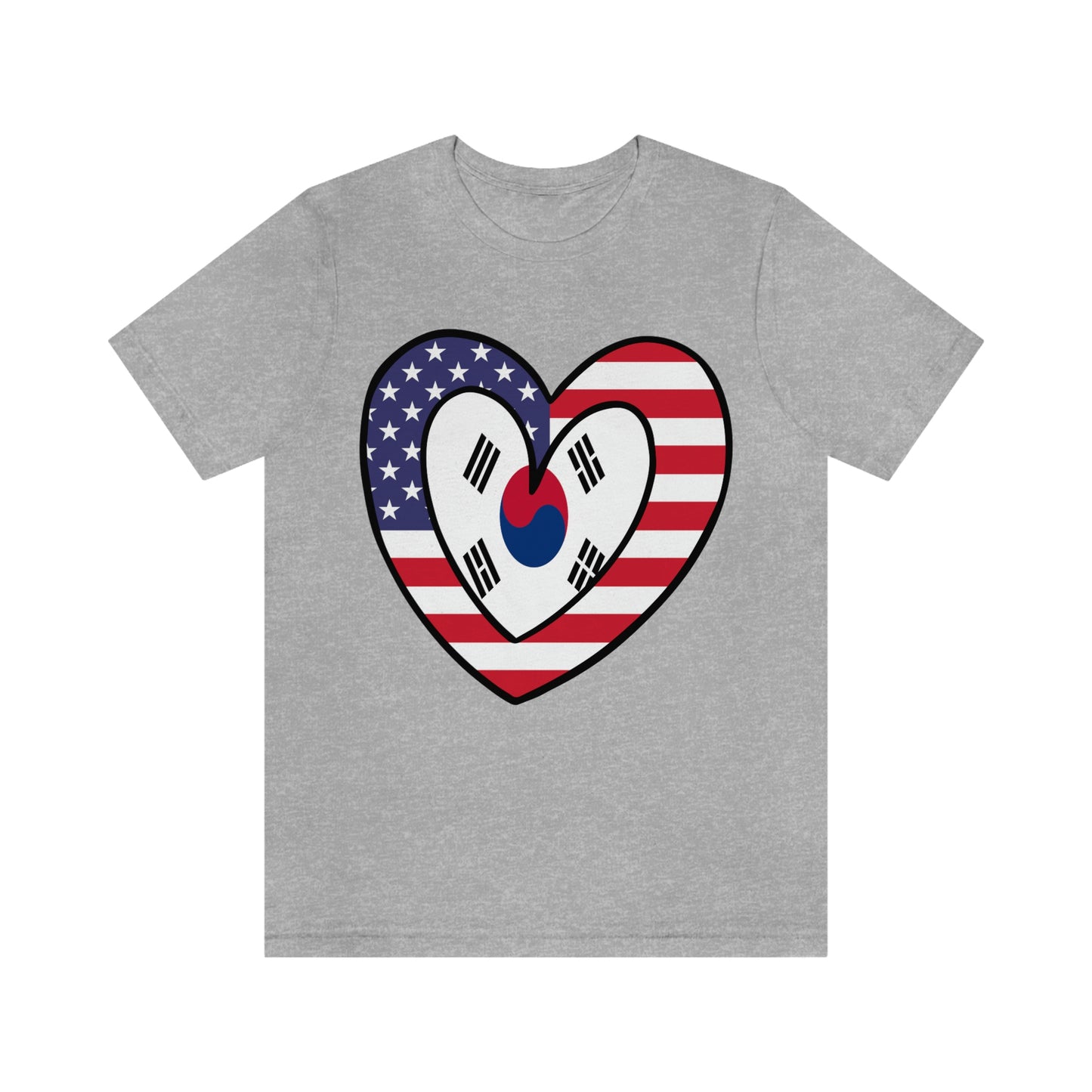 South Korean American Heart Valentines Day Gift Tee Shirt | Half Korea USA Flag T-Shirt