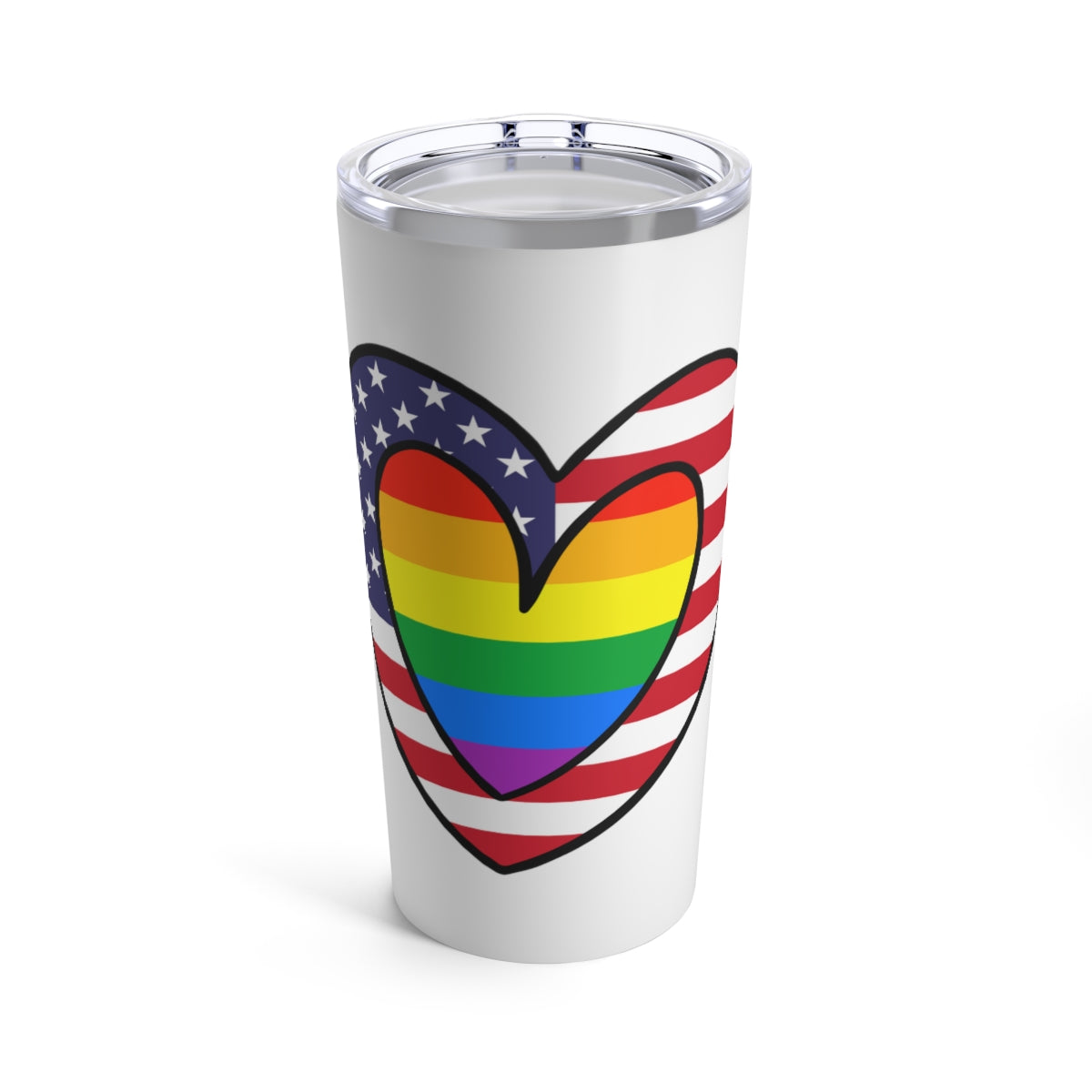 Rainbow American Flag Heart Pride Parade Tumbler 20oz