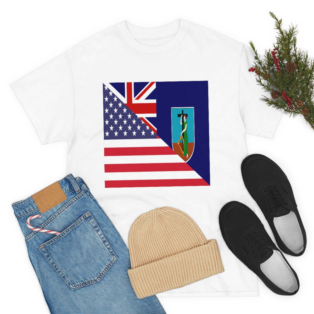 Montserrat American Flag Half Montserratian USA T-Shirt | Unisex Tee Shirt