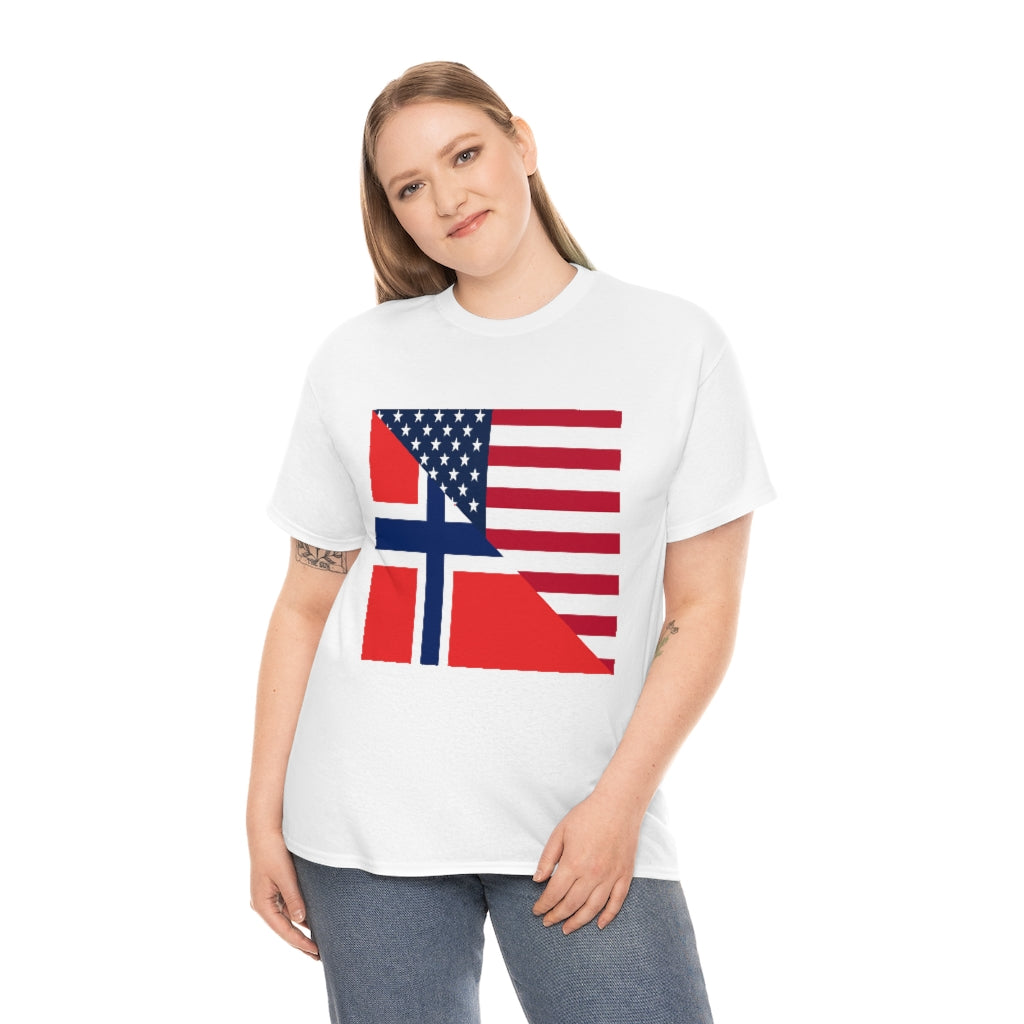 Norwegian American Flag Tee Shirt | Unisex Norway USA Tshirt