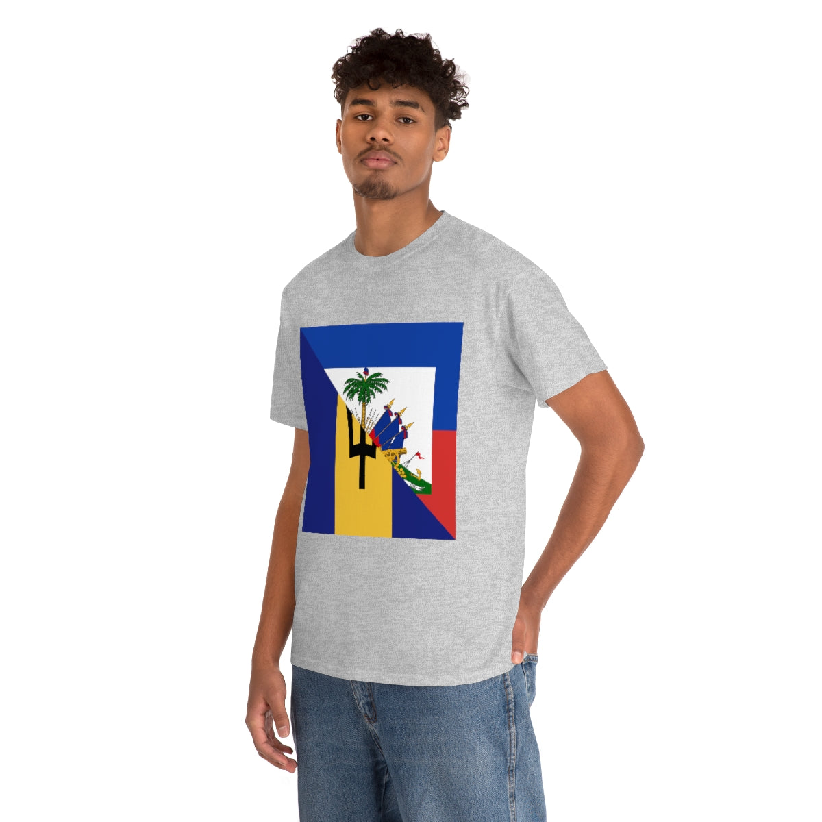 Haitian Bajan Flag Half Haiti Barbados T-Shirt | Unisex Tee Shirt