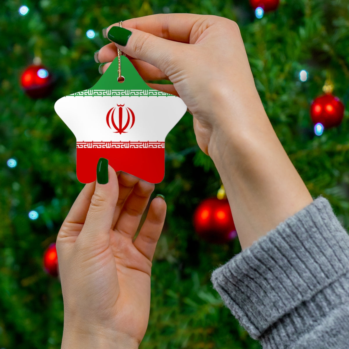 Iran Flag Ceramic Ornaments | Iranian Christmas Tree