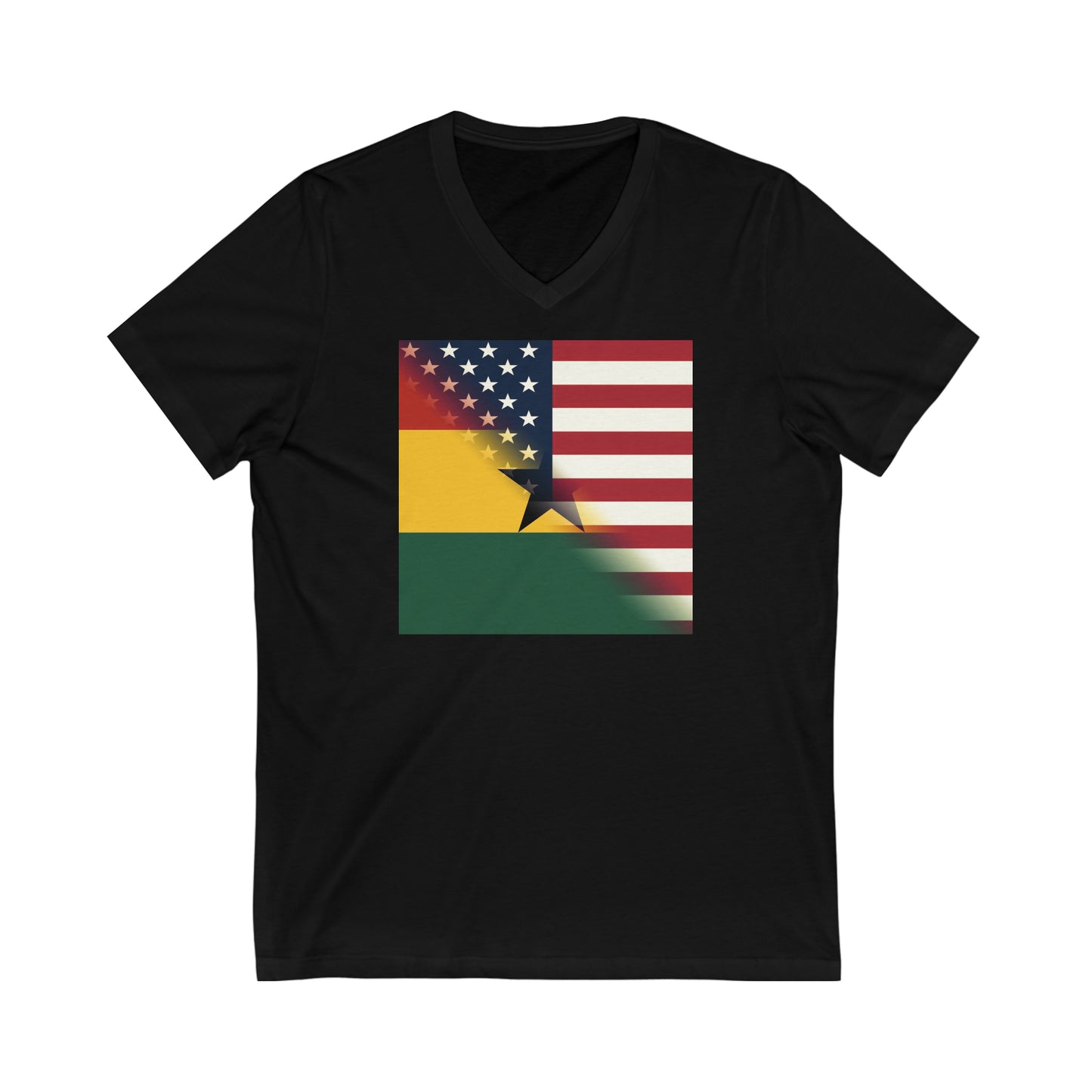 Ghana America Flag | Half Ghanaian V-Neck T-Shirt | Unisex Vee Shirt