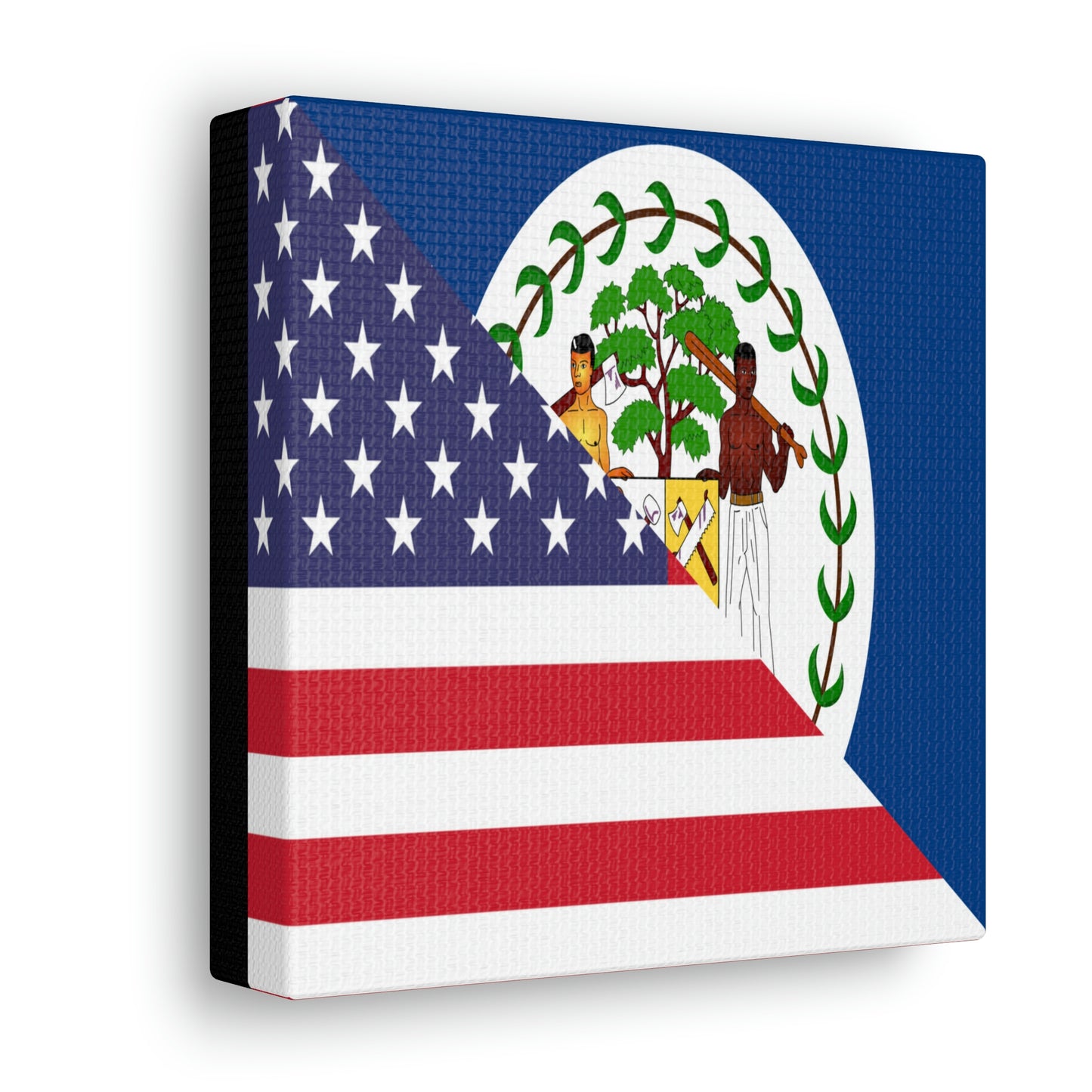 Belize American Flag Half Belizean USA Canvas Gallery Wraps | Wall Art