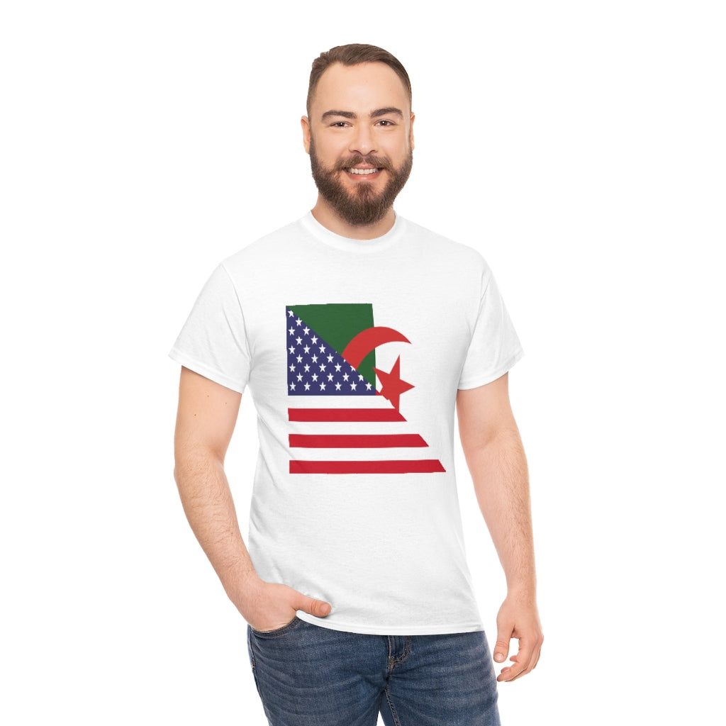 Algerian American Flag Tee Shirt | Algeria USA Tshirt