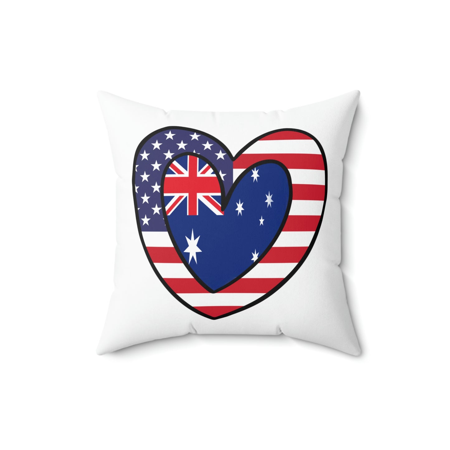 Australian American Heart Valentines Day Gift Half Australia USA Flag Wedding Spun Polyester Square Pillow