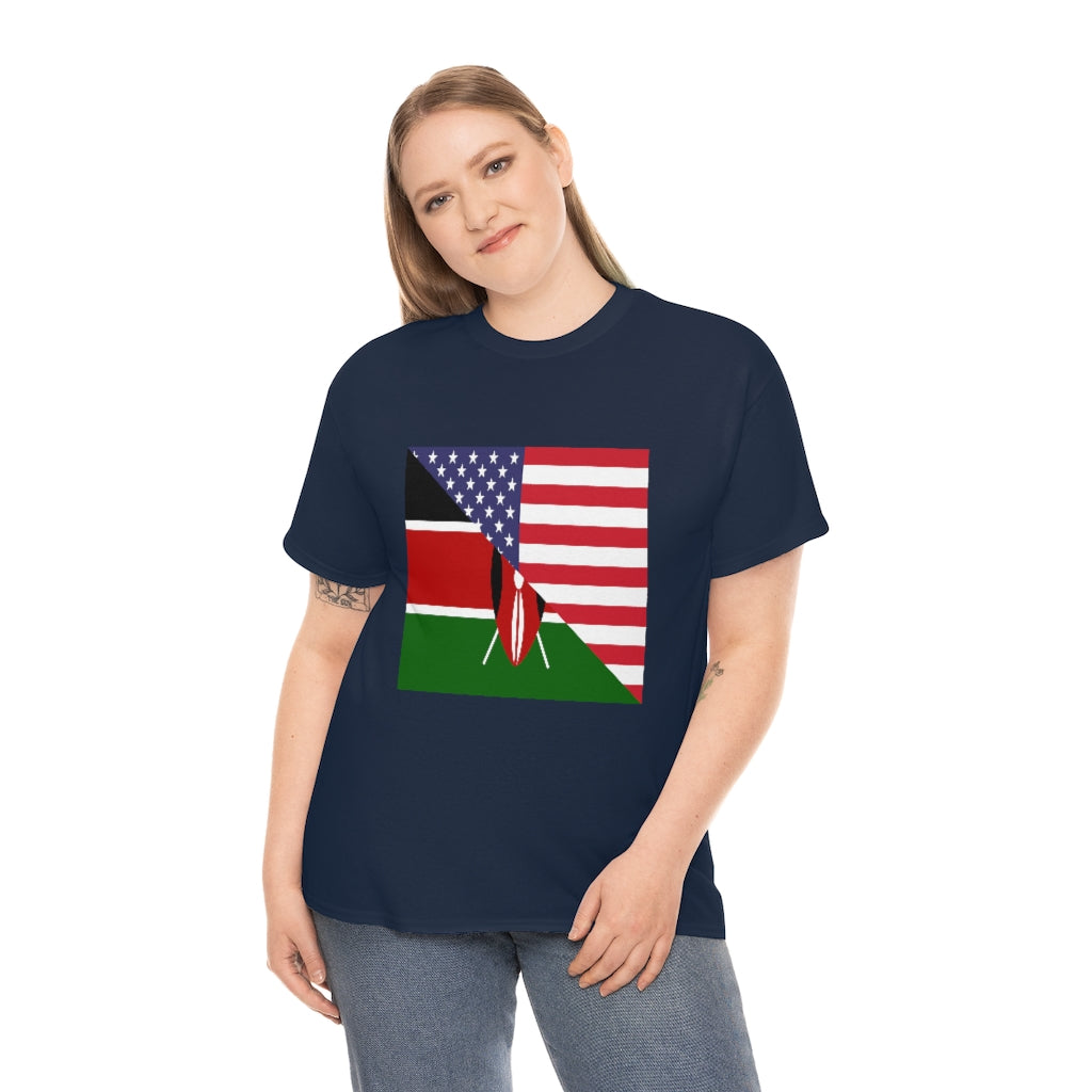 Kenyan American Flag Tee Shirt | Kenya USA Tshirt