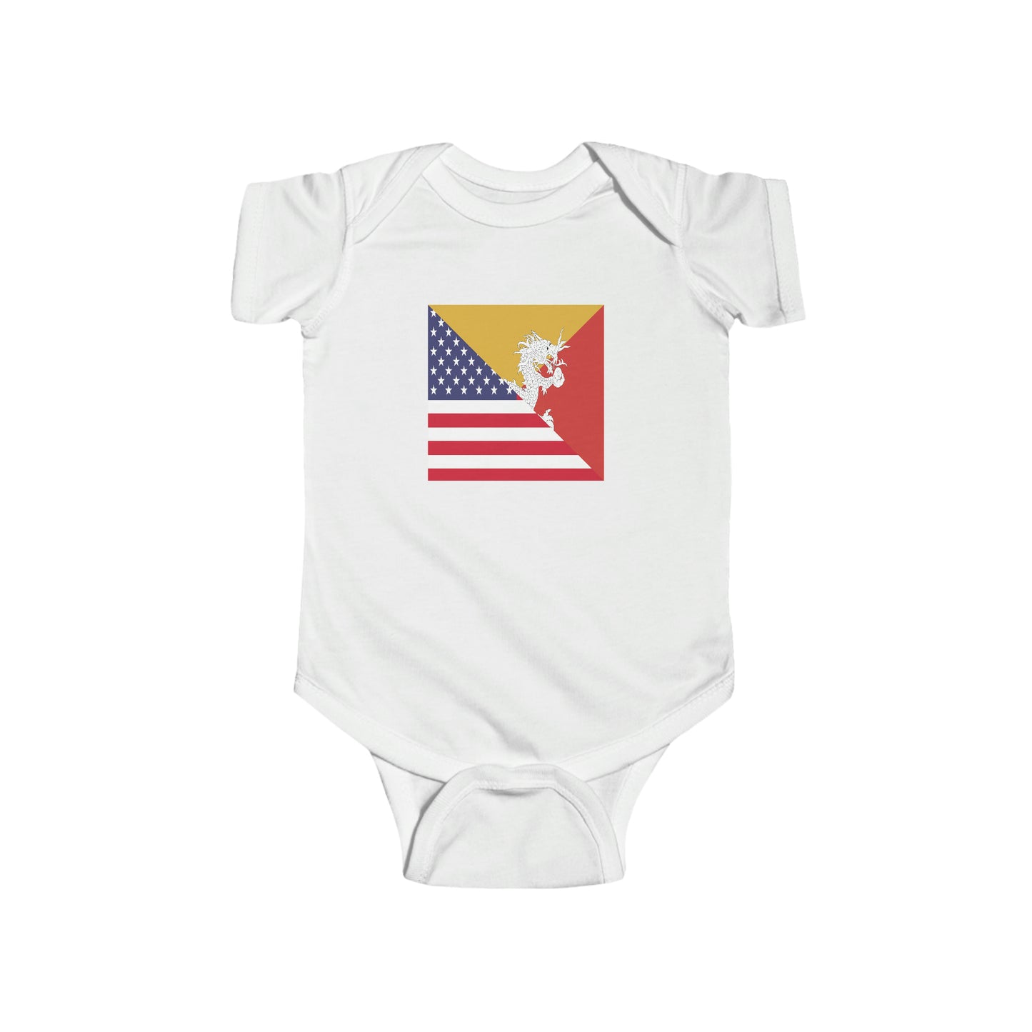 Bhutan American Flag Half Bhutanese USA Baby Bodysuit | Newborn Boy Girl