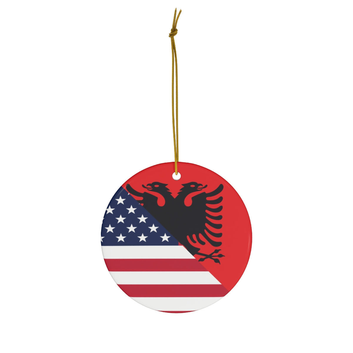 Albania American Flag Ceramic Ornaments | Albanian USA Holiday Christmas Tree