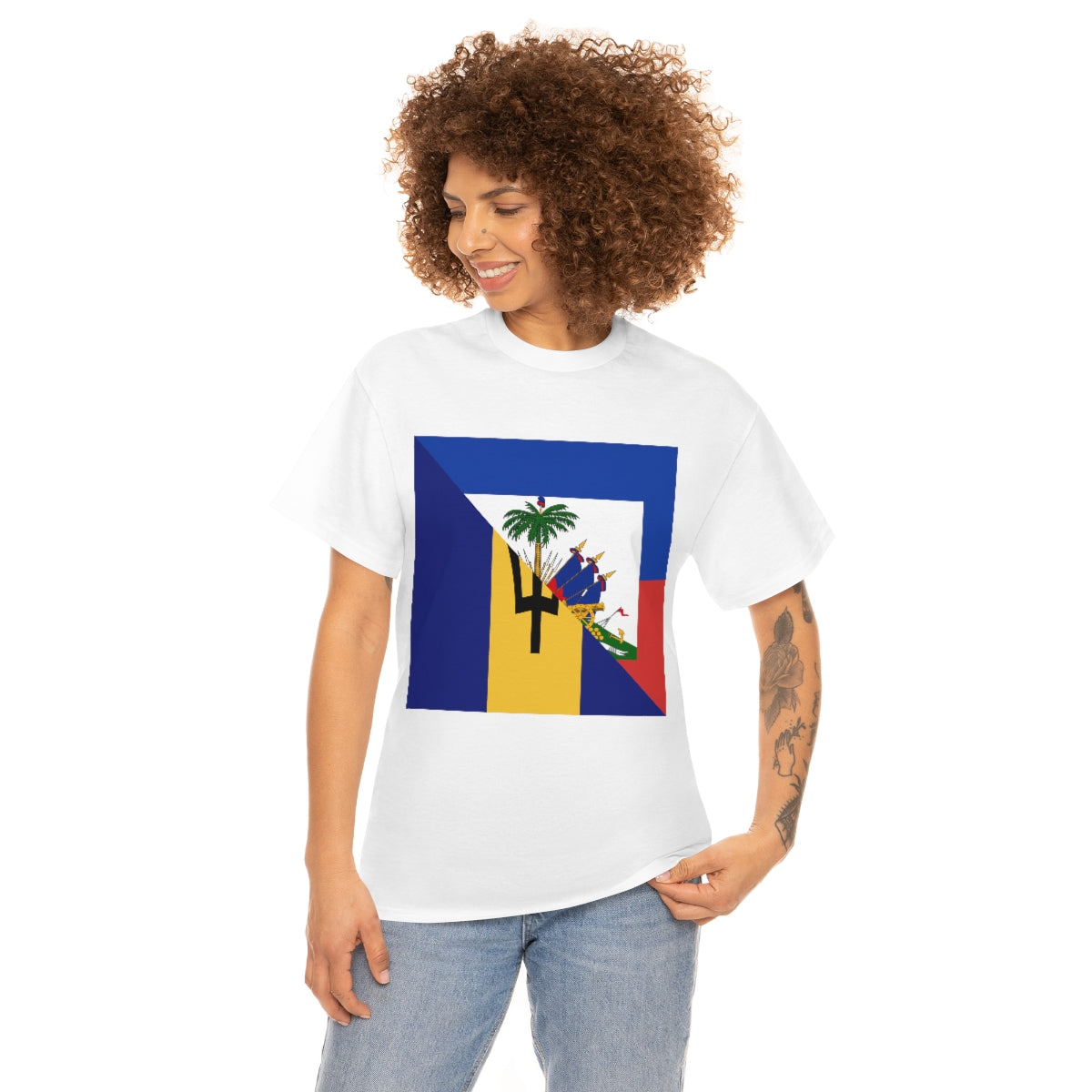 Bajan Haitian Flag Tee Shirt | Unisex Barbados Haiti USA Tshirt