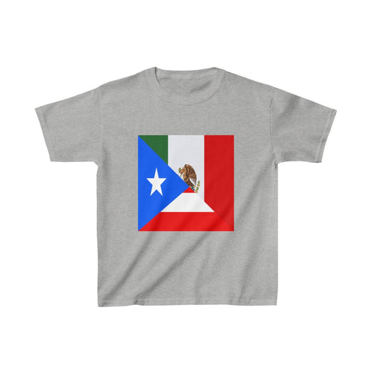 Kids Puerto Rican Mexican Flag T-Shirt | Unisex Puerto Rico Mexico Tee Shirt