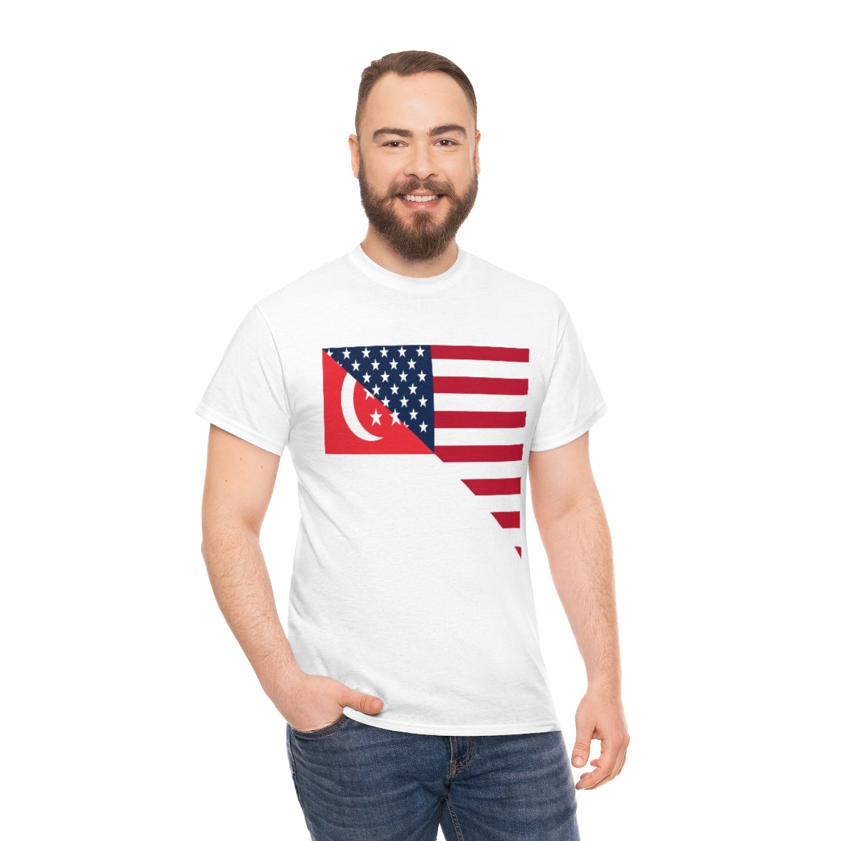 Singapore American Flag Half Singaporean USA T-Shirt | Unisex Tee Shirt