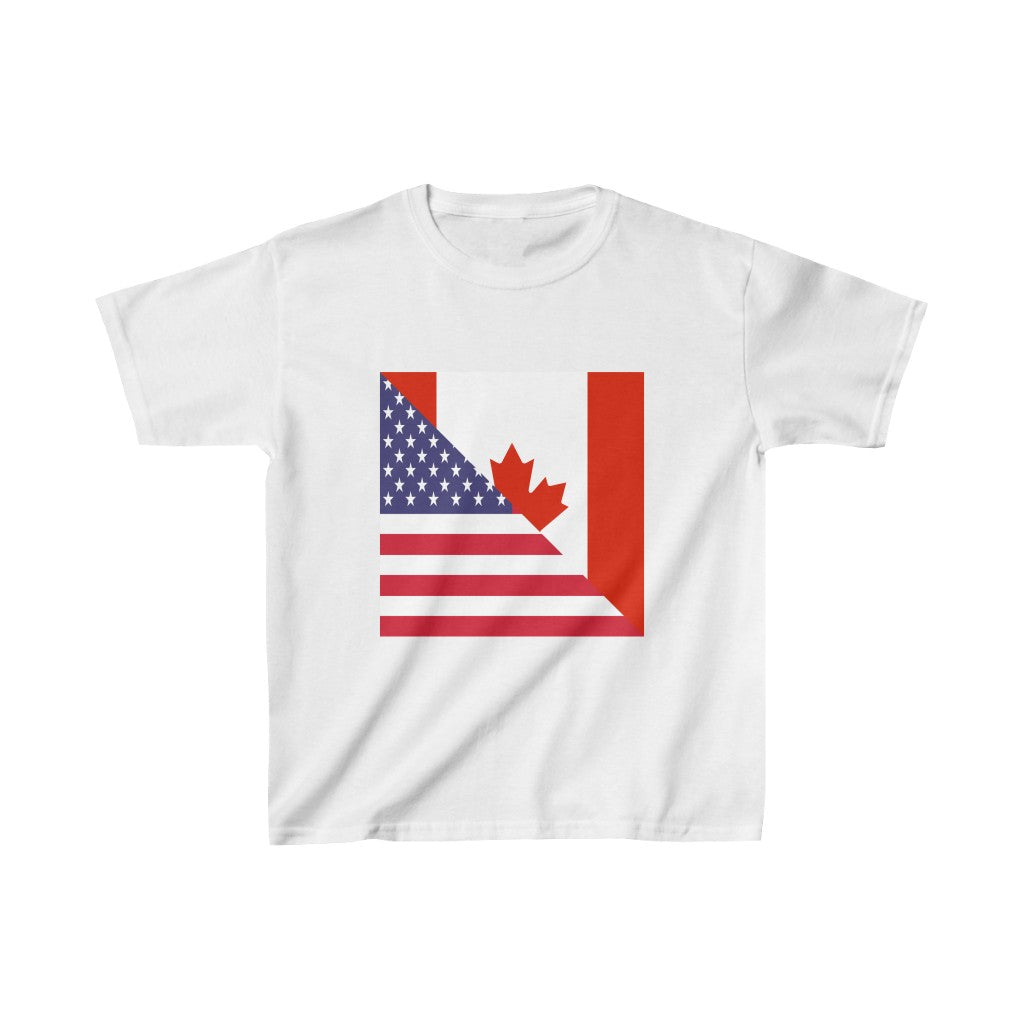 Kids Canadian American Flag Canada USA T-Shirt | Unisex Tee Shirt