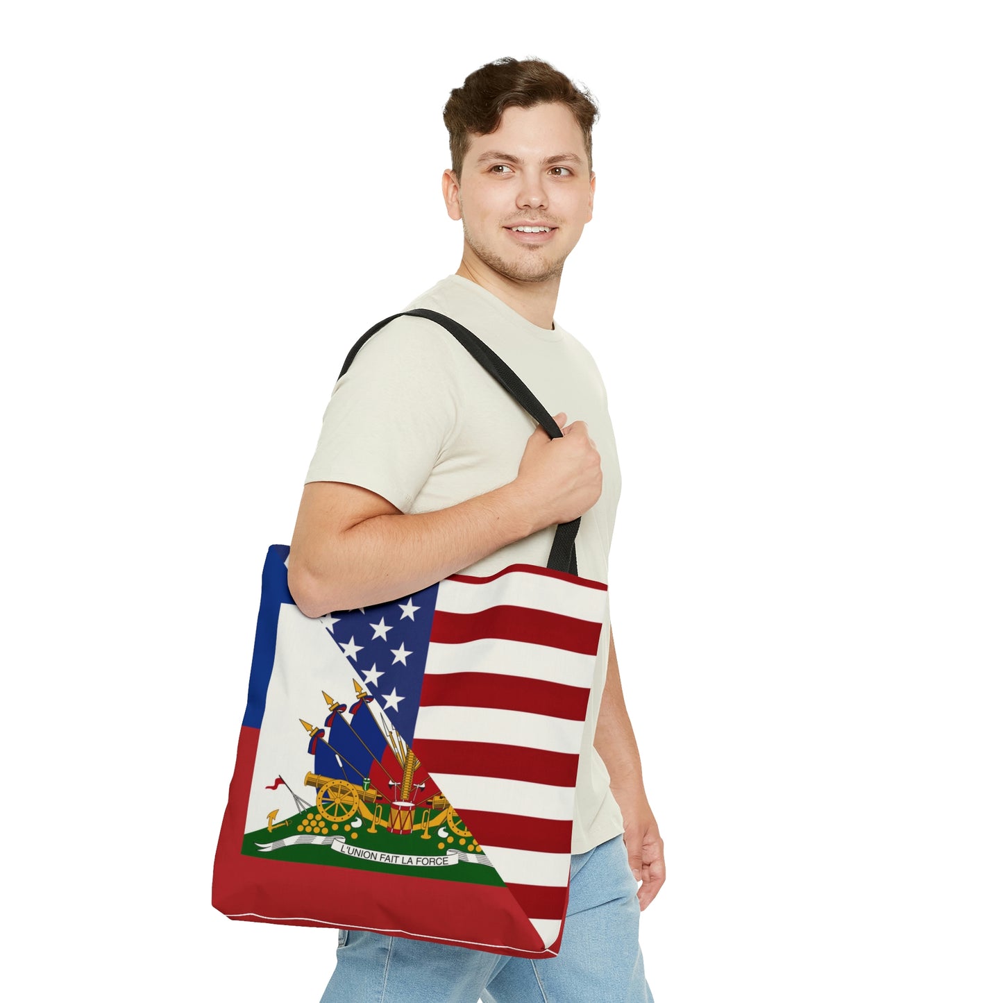 Haiti America Flag | Half Haitian American Flag Ayiti Tote Bag | Shoulder Bag