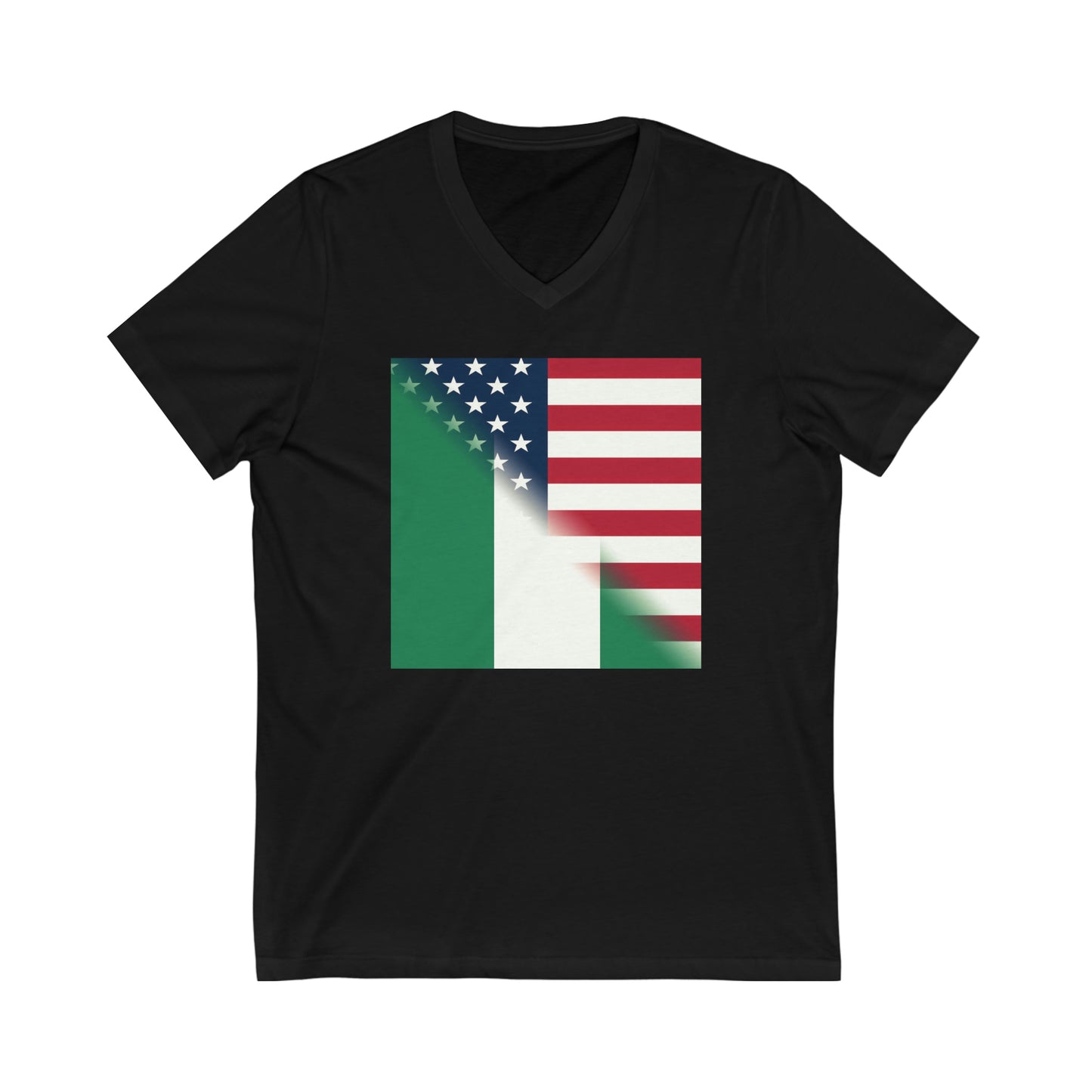 Nigerian American Flag Half Naija USA African V-Neck T-Shirt | Unisex Vee Shirt