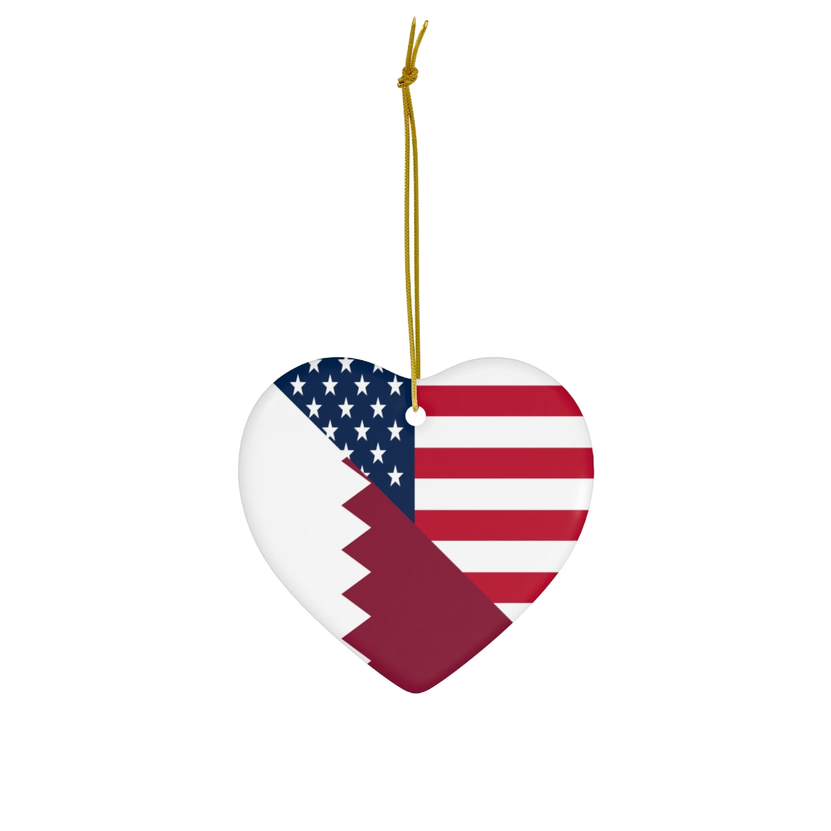 Qatar American Flag Ceramic Ornaments | Qatari USA Christmas Tree