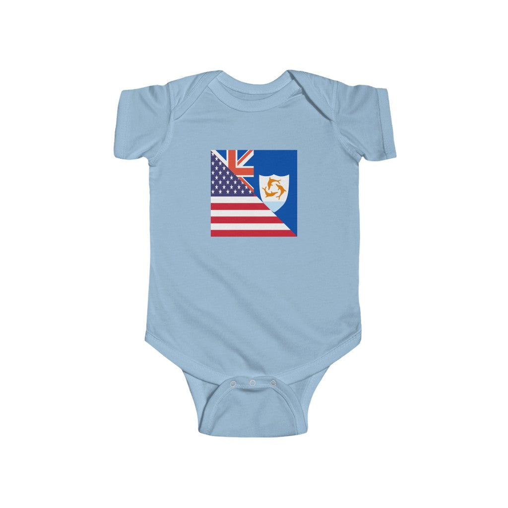 Anguilla American Flag Baby Bodysuit | Anguillan USA Newborn